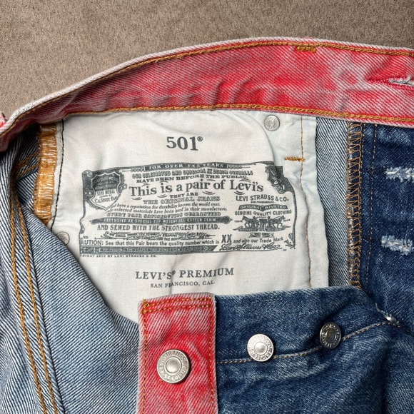 Levis signature rare colorblock cutoff retro button fly shorts - denim - sz 28 - Picture 5 of 6